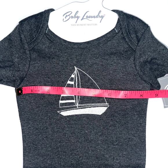 NWT Baby Laundry Grey Sailboat Baby Bodysuit Size 3-6M - Picture 7 of 8